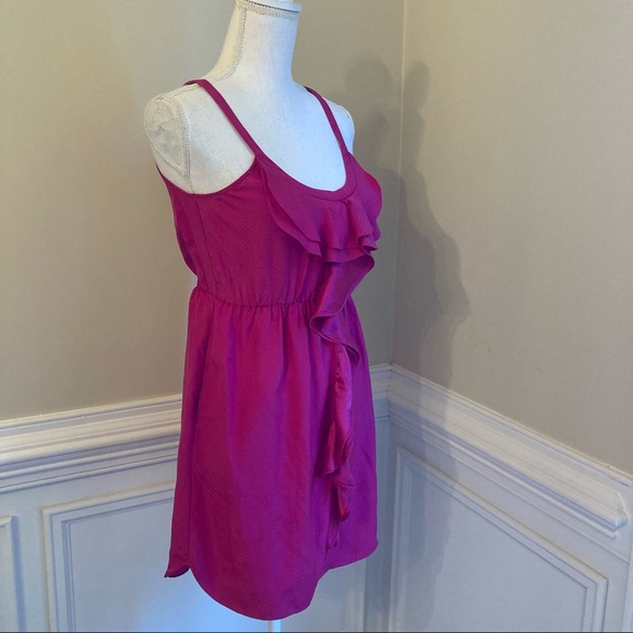 REBECCA TAYLOR Fushia Pink Silk Ruffle Mini Dress - Picture 9 of 12